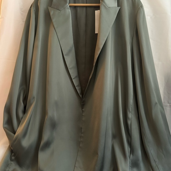 VINCE Women Olive Viscose Lined Cardigan Collar Belted Blazer size 16 - Picture 3 of 7